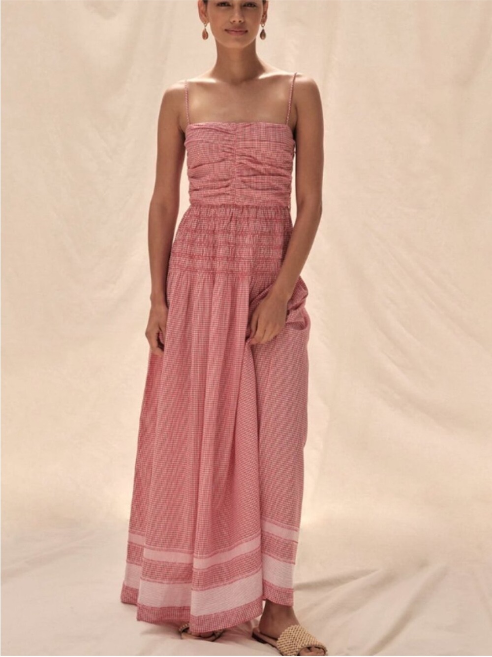 Saylor Dorothy Smocked Maxi Dress, size XS